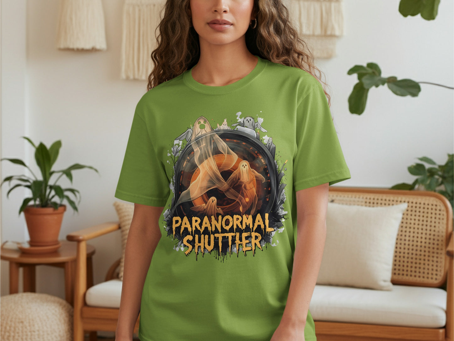 Paranormal Shutter Graphic Teal Green T-Shirt