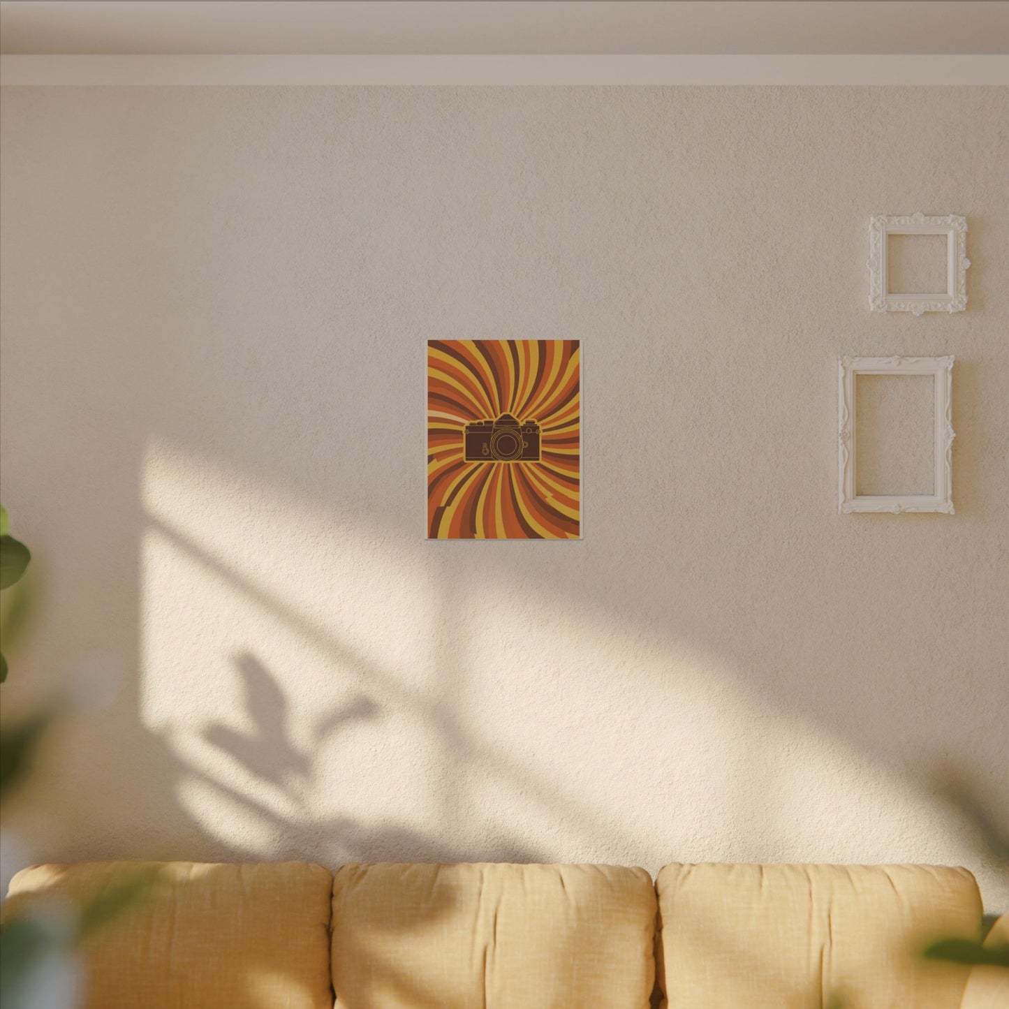 Retro 70s Camera Sunburst Canvas Wall Art