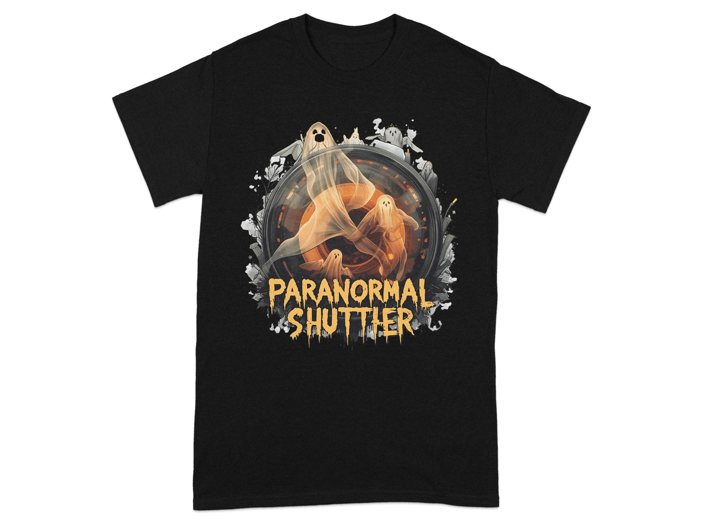 Paranormal Shutter Ghostly Image Black T-shirt