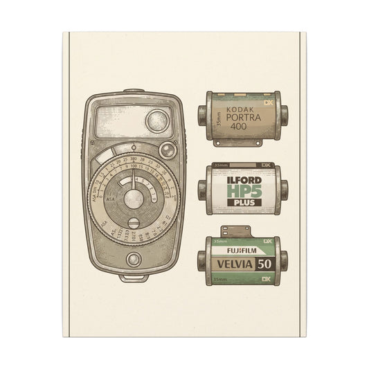 Vintage Light Meter and Film Canvas Wall Art