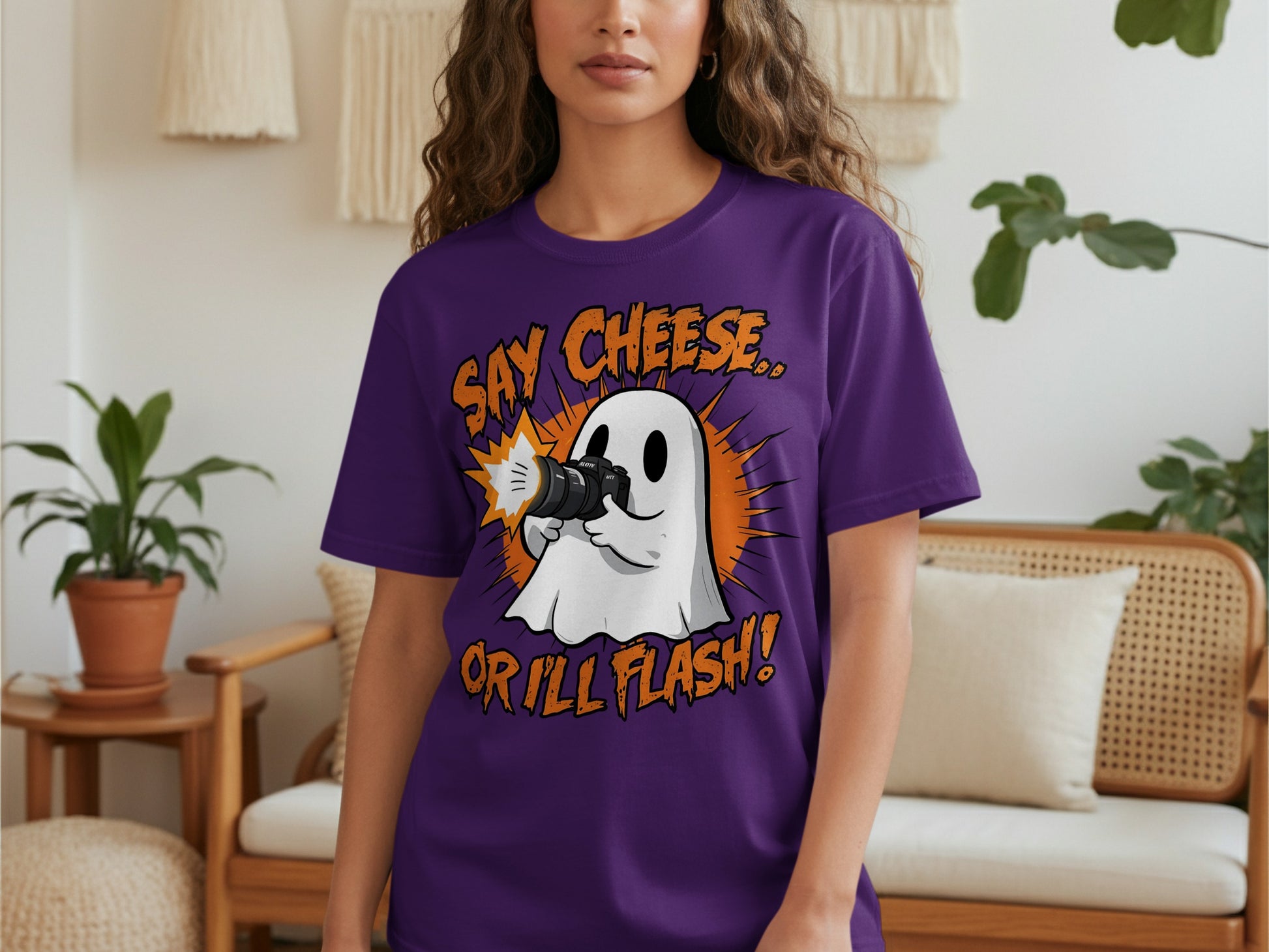 Say Cheese or I'll Flash Graphic Print T-Shirt