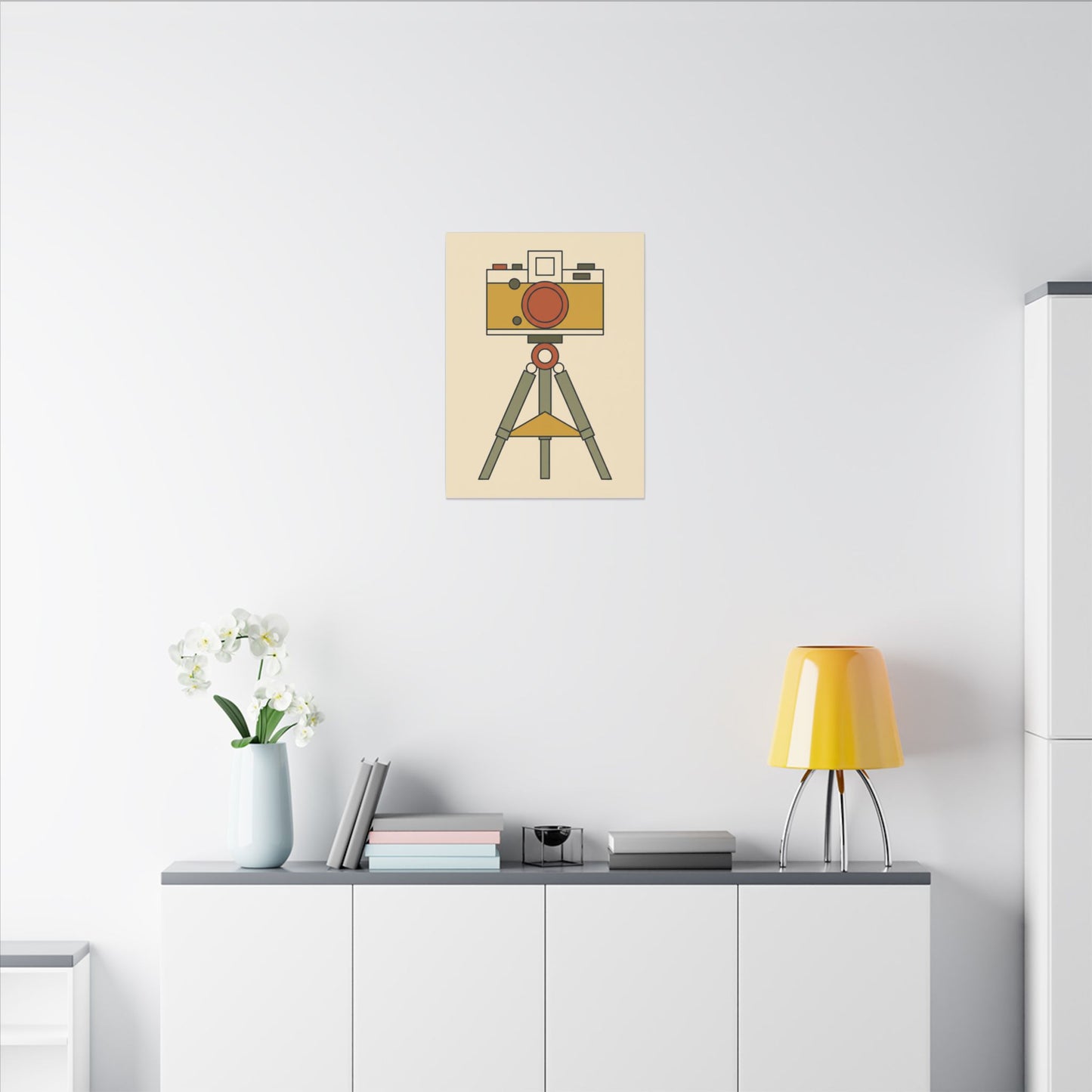 Mid-Century Camera and Tripod Canvas Wall Art