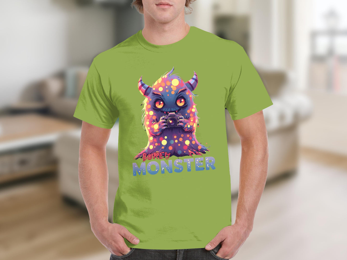 Playful Monster Design Short Sleeve Casual T-shirt