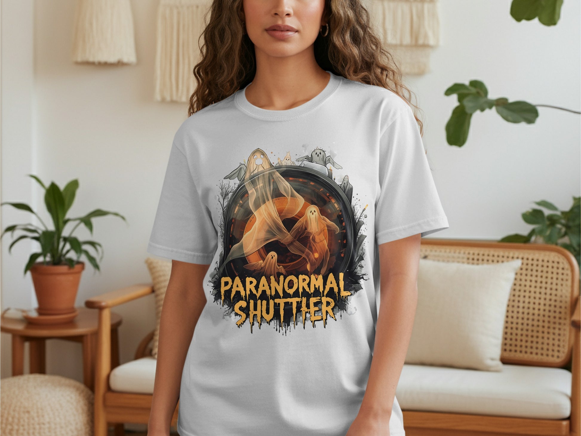 Paranormal Shutter Graphic T-Shirt Eye-Catching Design