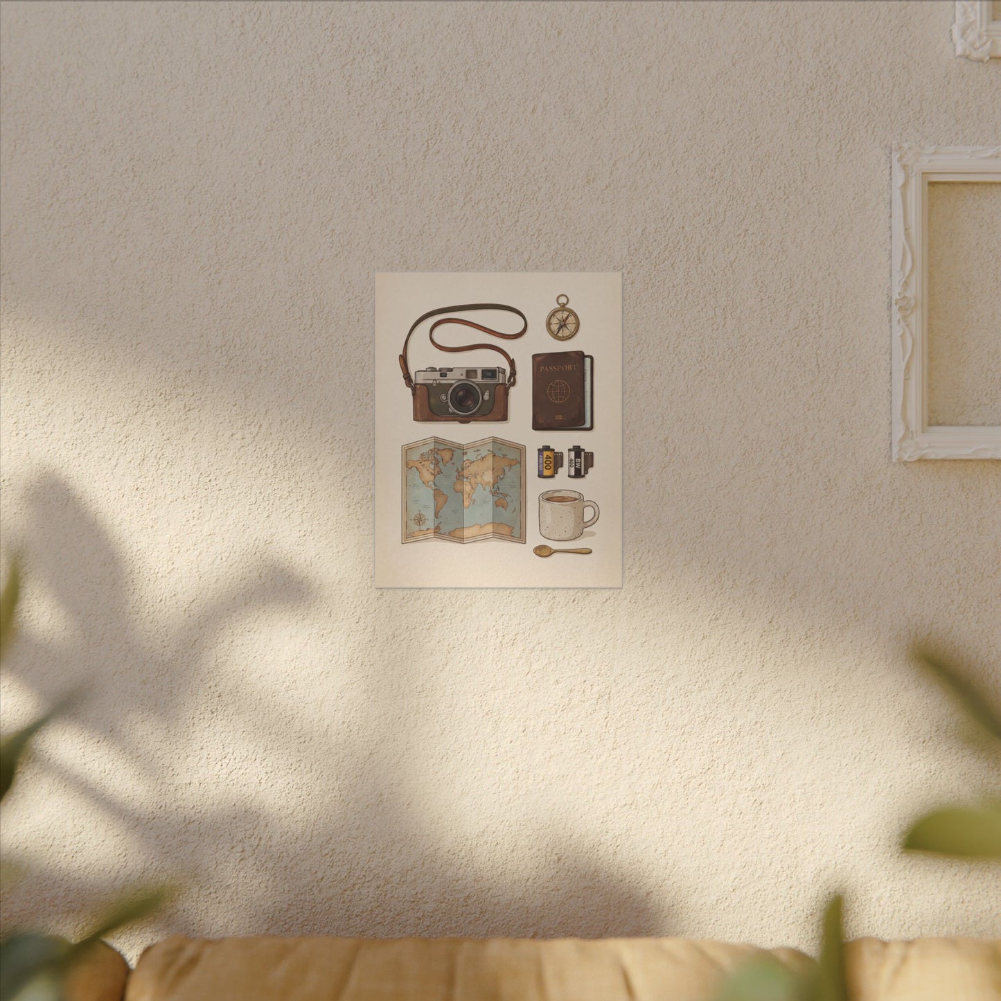 Travel Photographer Flat-Lay Canvas Wall Art