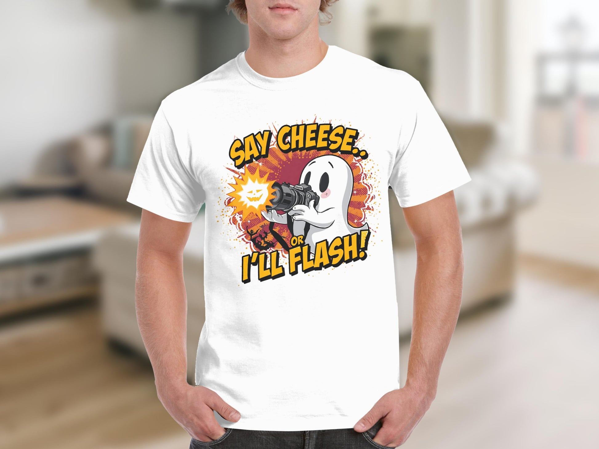 Say Cheese or I'll Flash Ghost Graphic Shirt