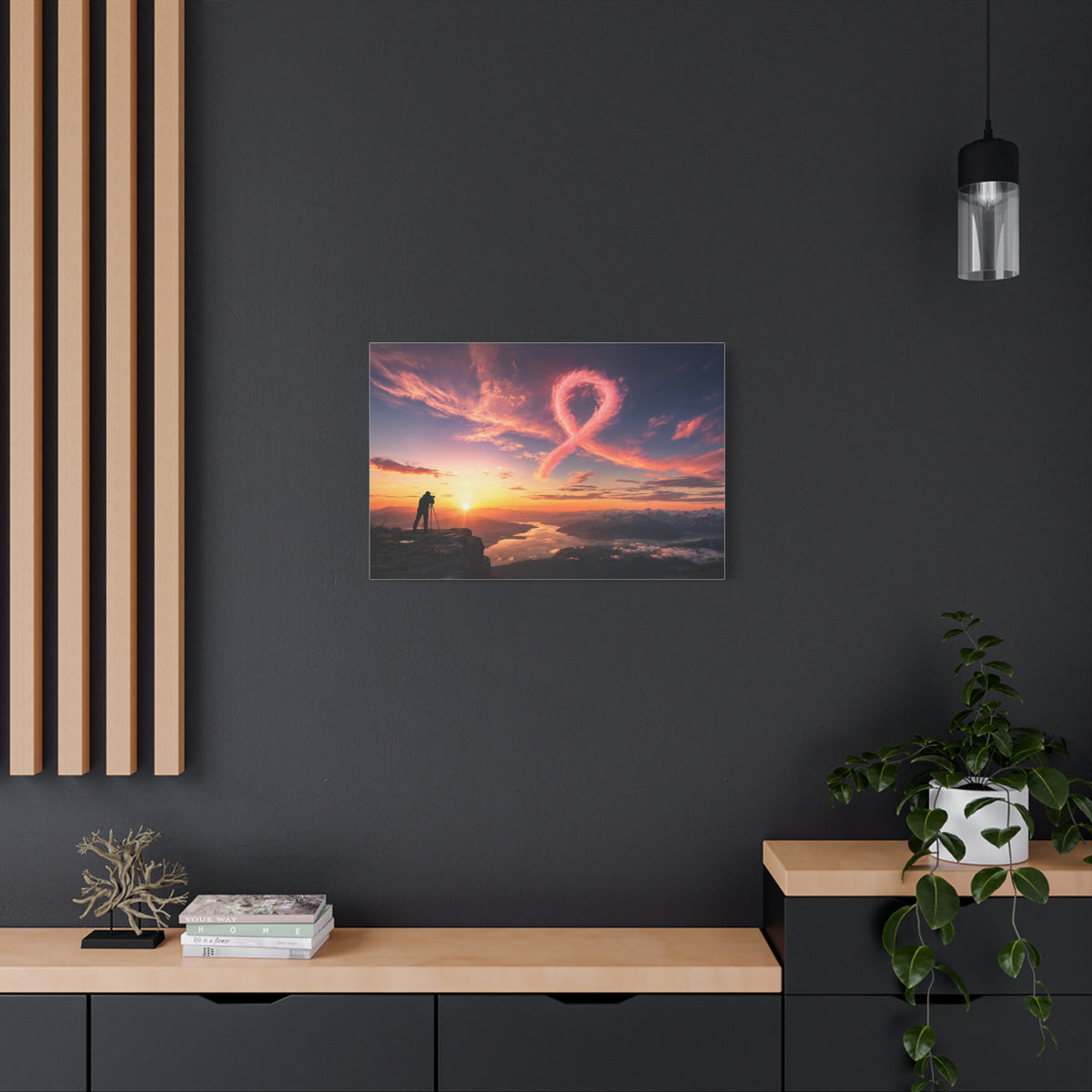 Golden Hour Ribbon — Breast Cancer Awareness Canvas (Photographer Collection)