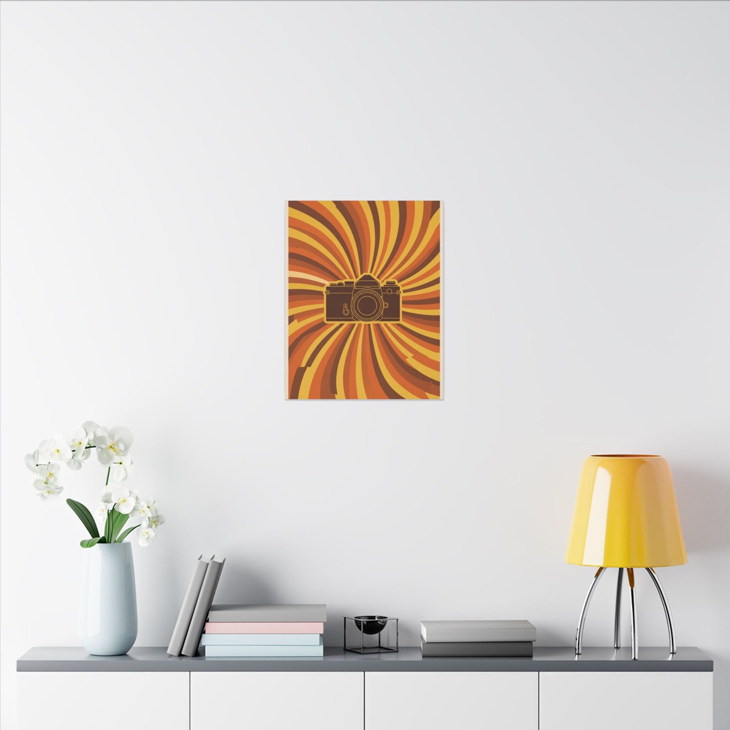 Retro 70s Camera Sunburst Canvas Wall Art