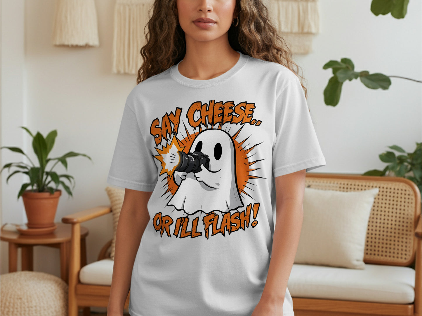 Say Cheese Or I'll Flash Ghost Graphic Tee