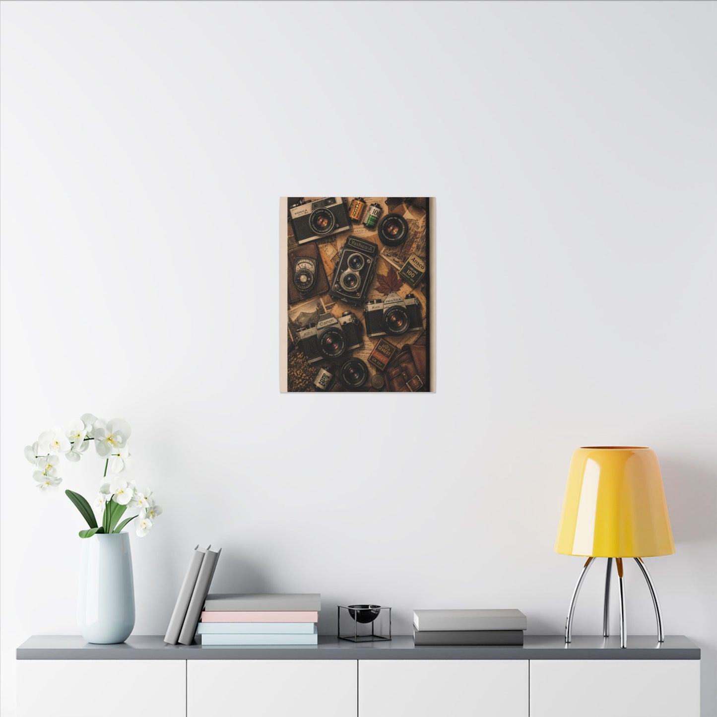 Vintage Camera Flat-Lay Canvas Wall Art