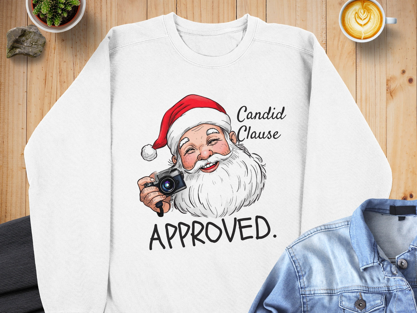 Candid Clause Approved Santa Camera Holiday Sweatshirt