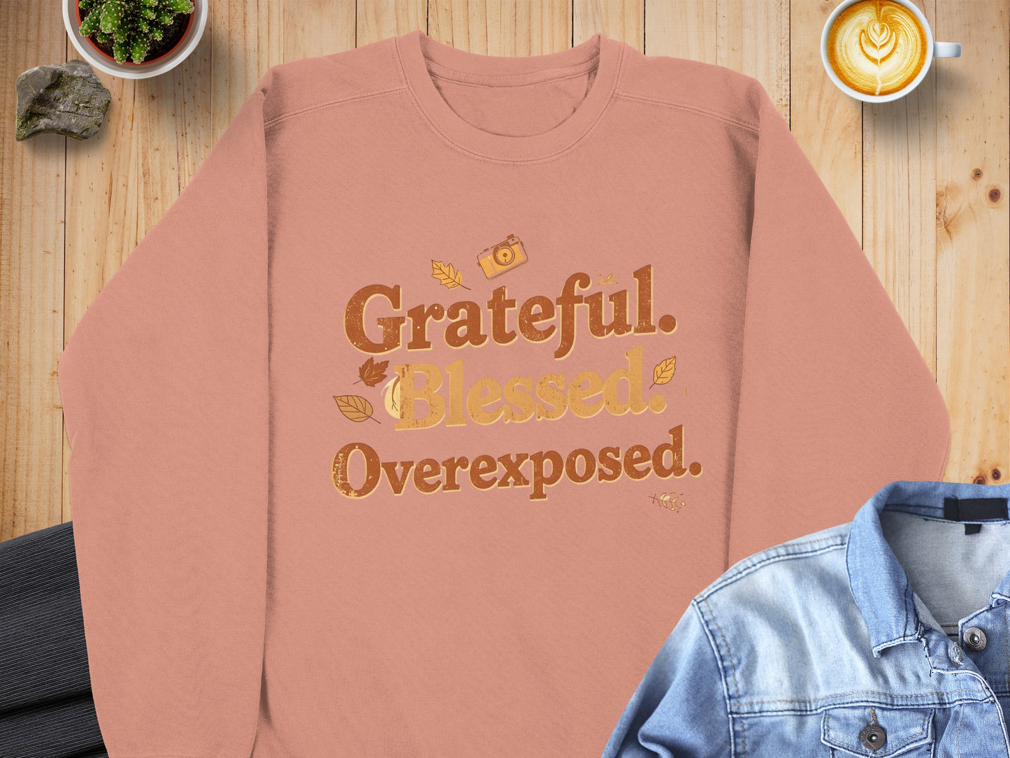 Grateful Blessed Overexposed Cozy Winter Sweatshirt