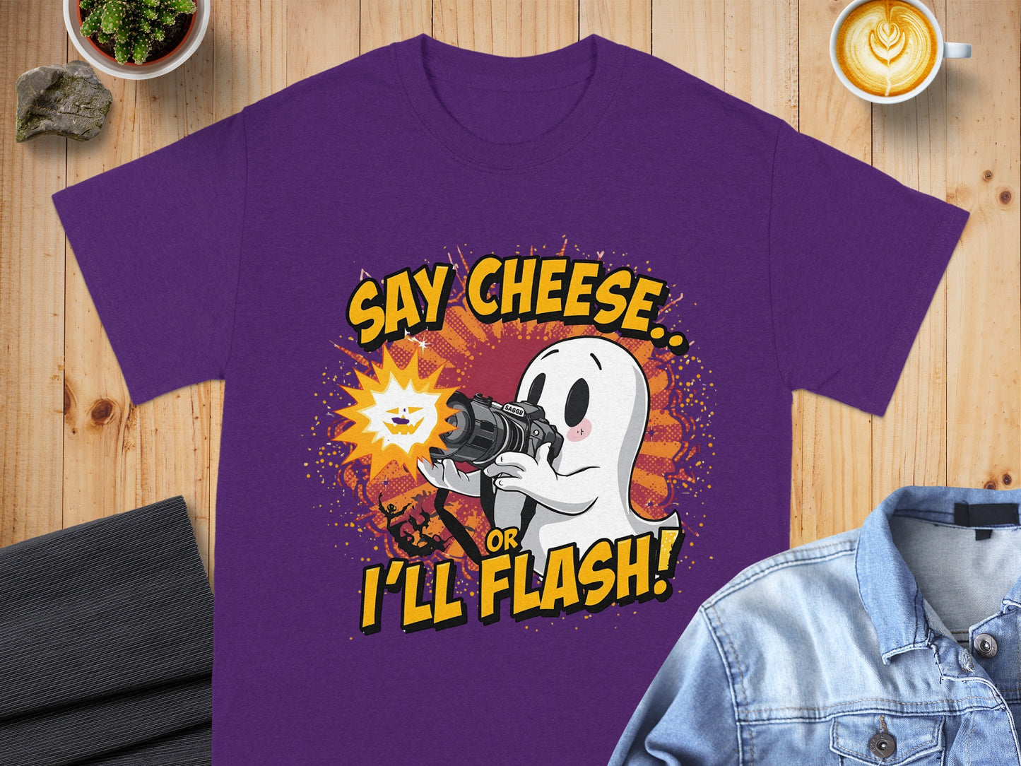 Say Cheese Or I'll Flash Ghost Graphic Shirt