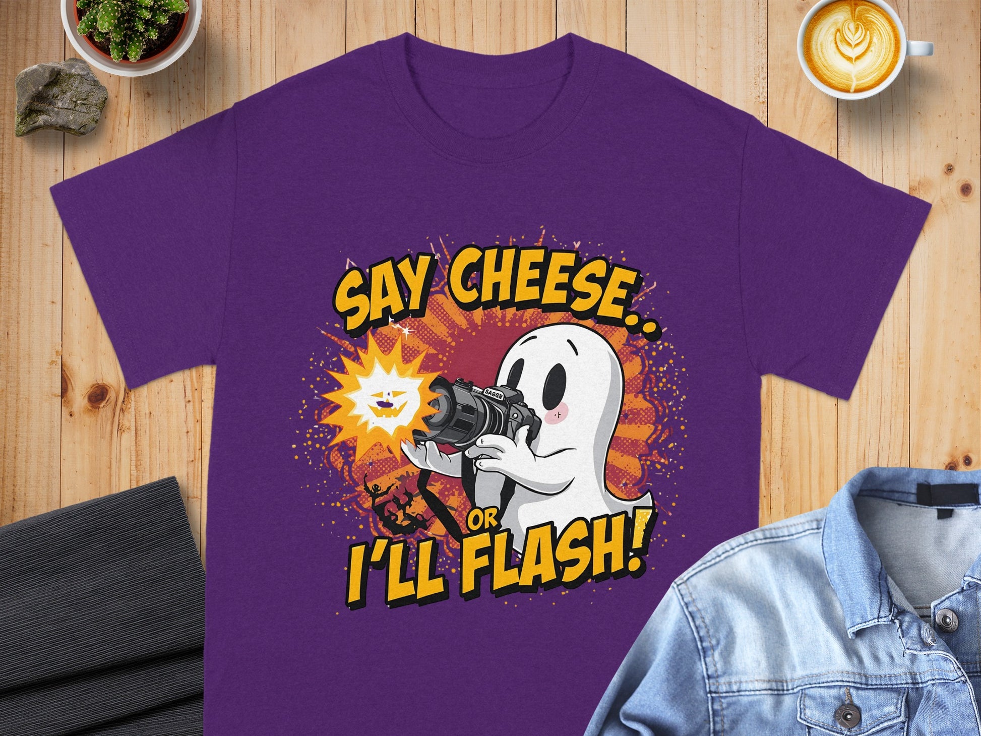Say Cheese Or I'll Flash Ghost Graphic Shirt