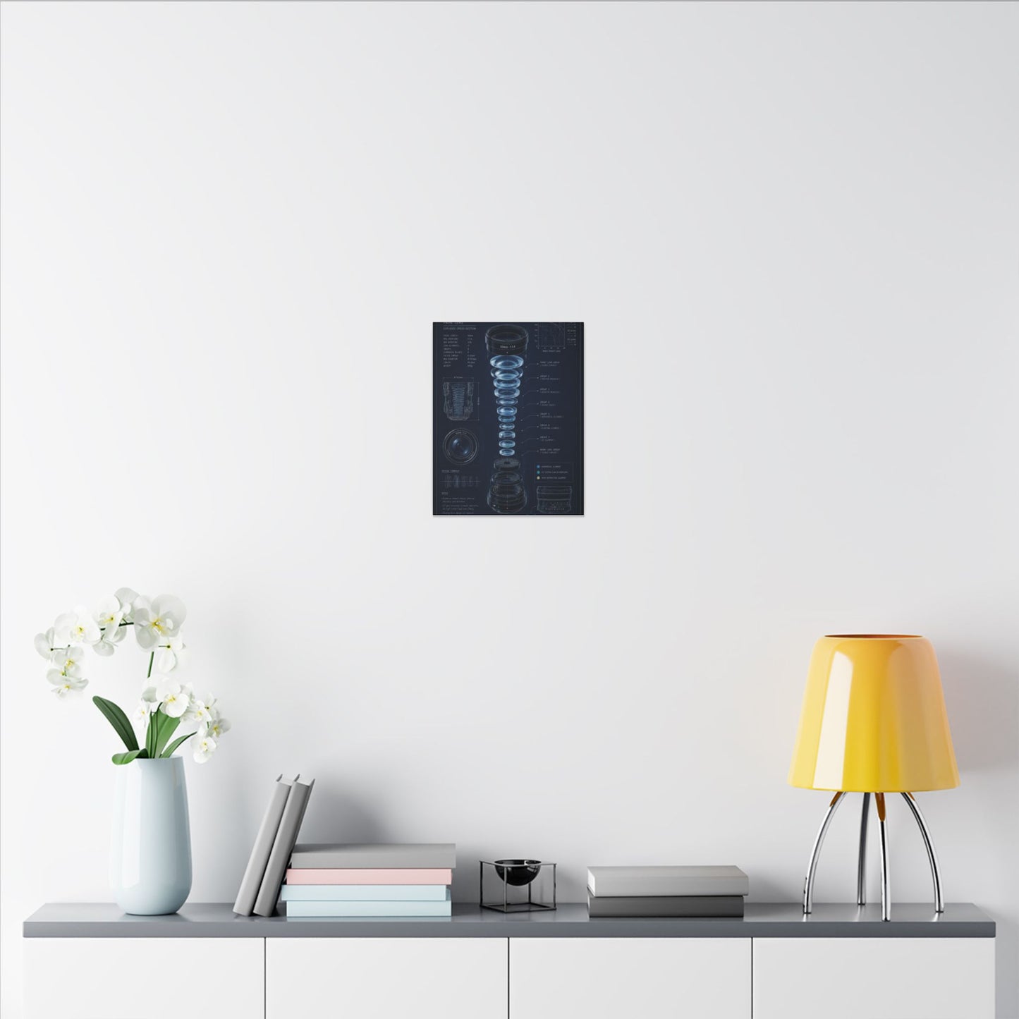 Camera Lens Blueprint Canvas Wall Art
