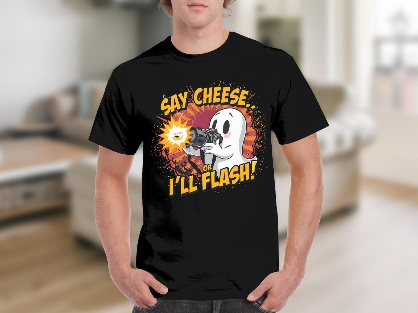 Say Cheese Or I'll Flash Ghost Camera T-Shirt
