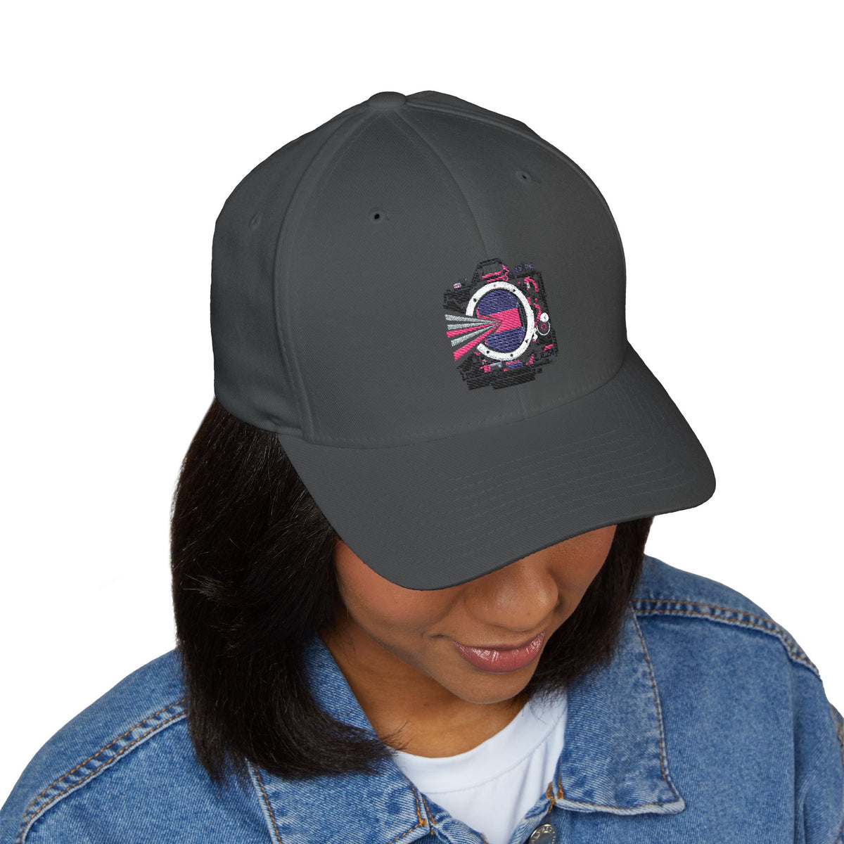 Shutter / Early Detection — Breast Cancer Awareness Embroidered Cap (Photographer Collection)