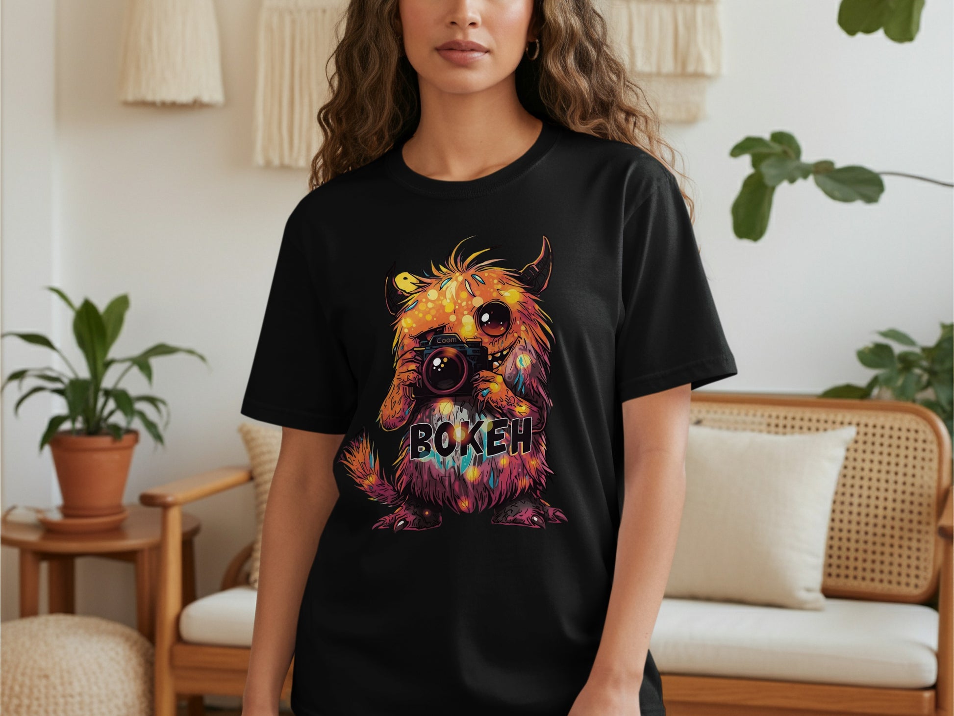 Bokeh Monster T-Shirt with Camera Graphic Tee