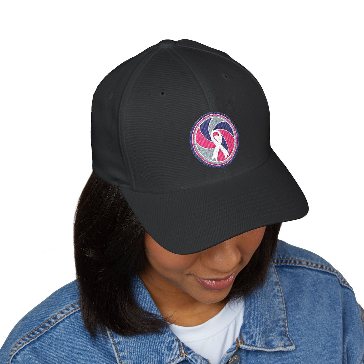Aperture Ribbon — Breast Cancer Awareness Embroidered Cap (Photographer Collection)
