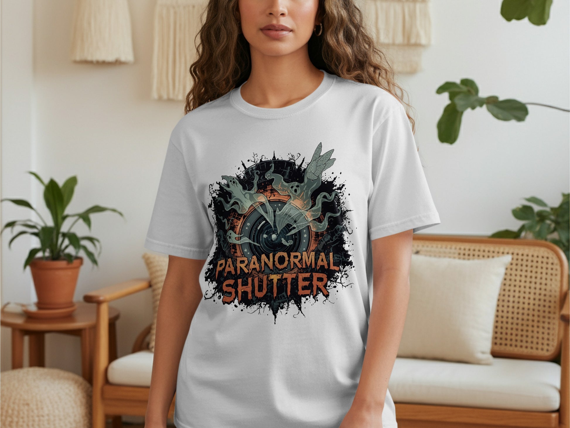 Paranormal Shutter Graphic Tee for Fans of Horror