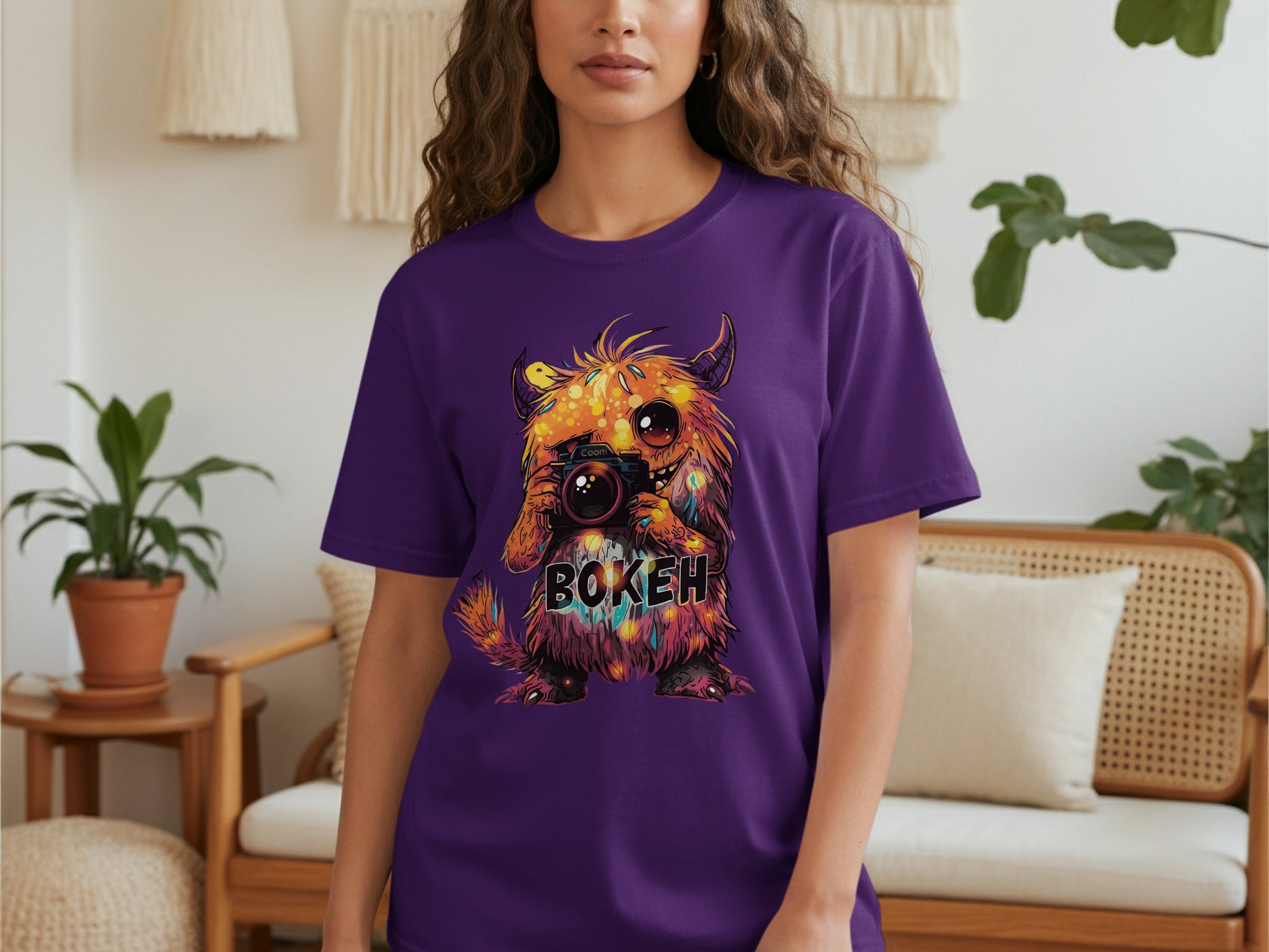 Vibrant Monster with Camera Graphic T-shirt