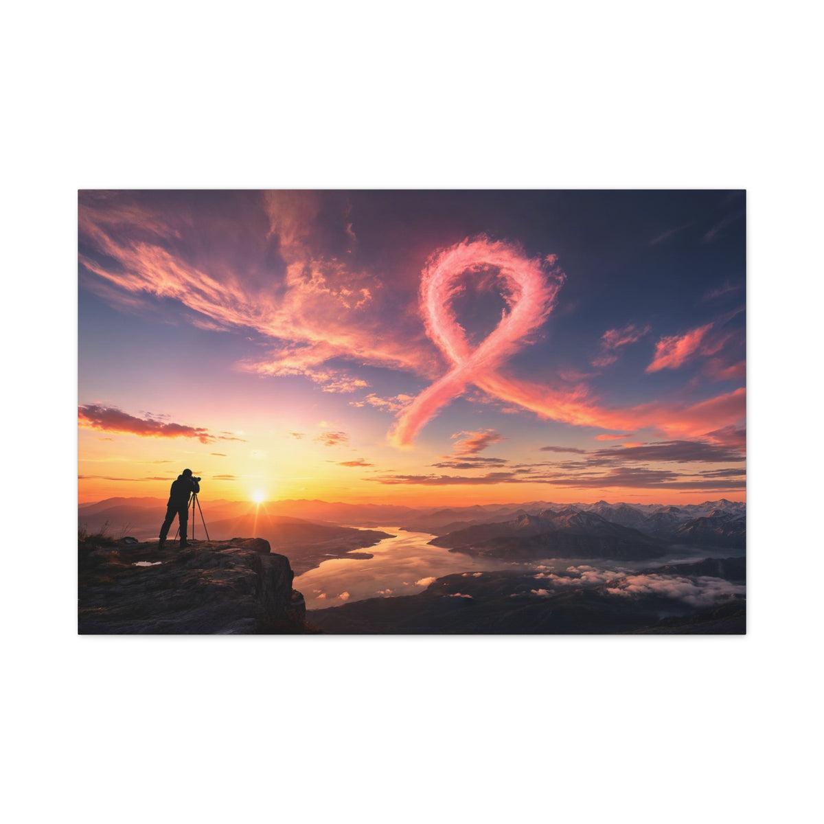 Golden Hour Ribbon — Breast Cancer Awareness Canvas (Photographer Collection)