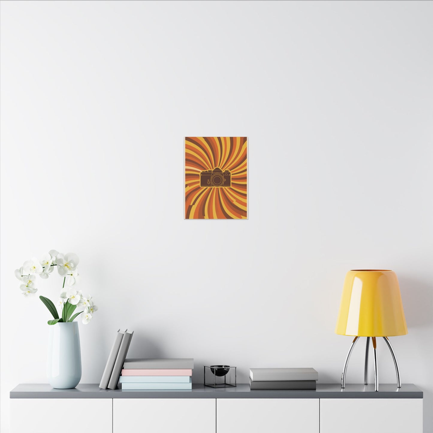 Retro 70s Camera Sunburst Canvas Wall Art