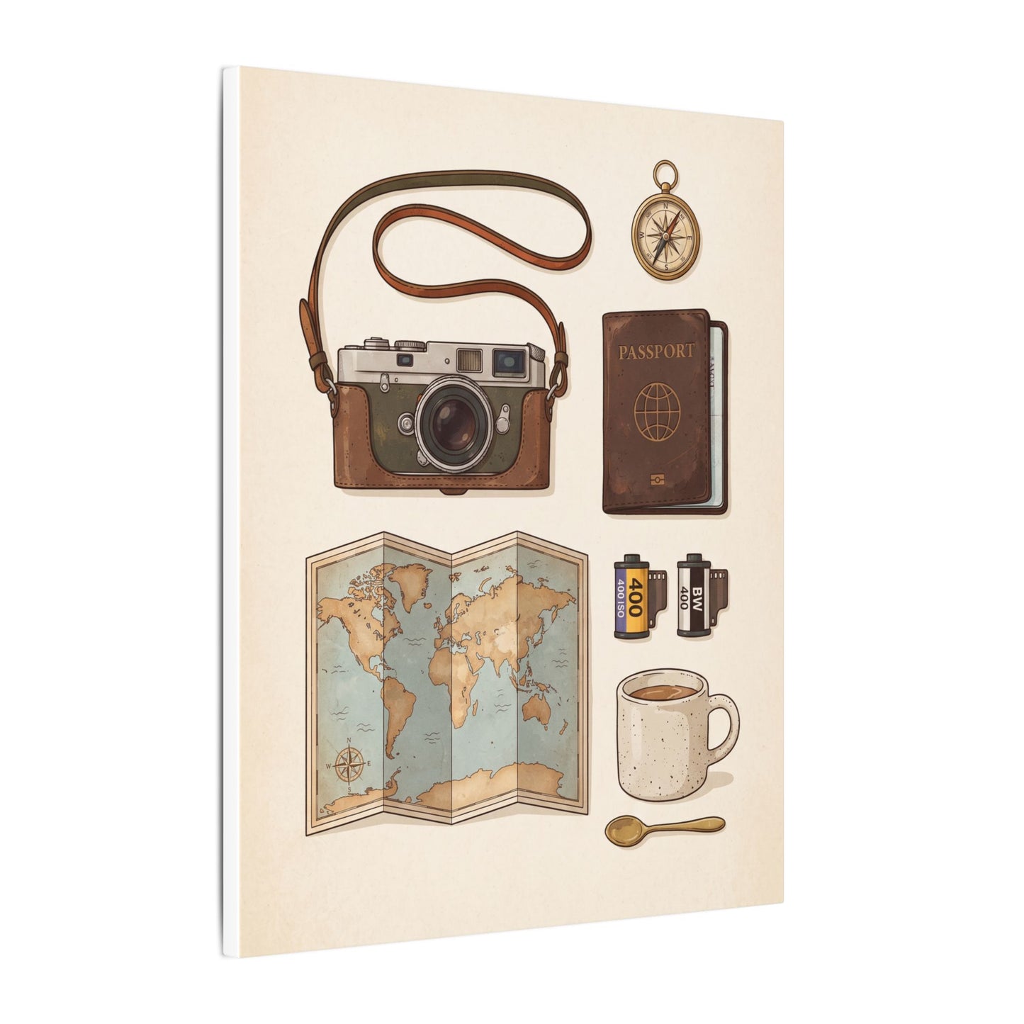 Travel Photographer Flat-Lay Canvas Wall Art