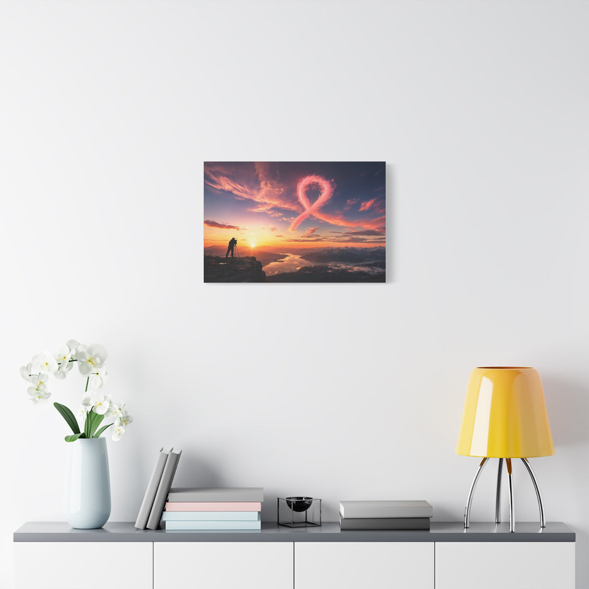 Golden Hour Ribbon — Breast Cancer Awareness Canvas (Photographer Collection)