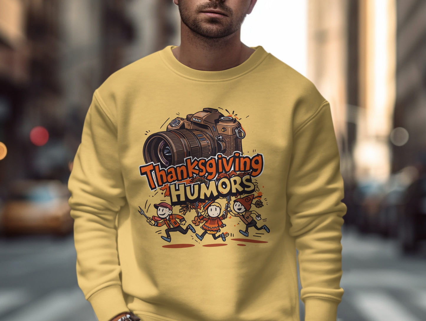 Thanksgiving Humors Camera Crew Graphic Sweatshirt