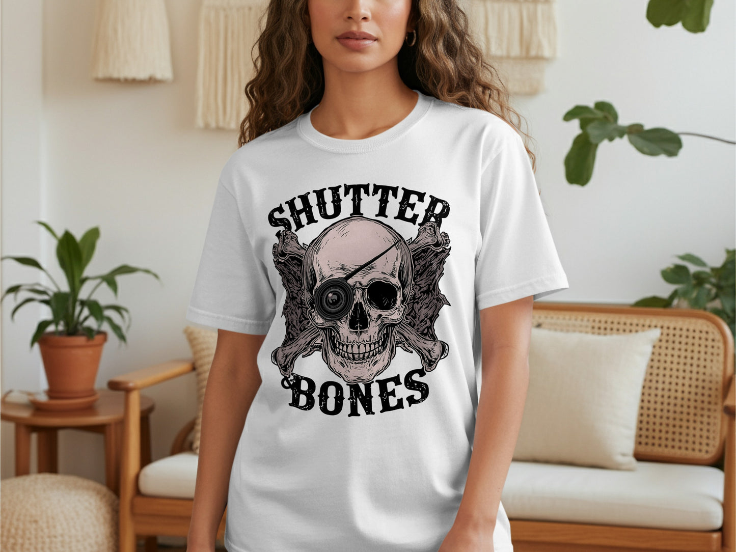 Shutter Bones Skull with Camera Graphic T-Shirt
