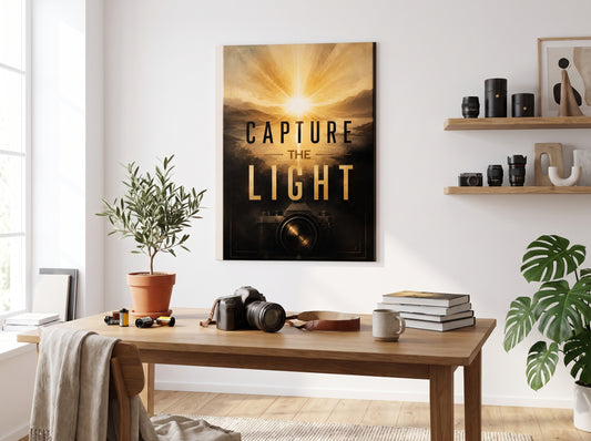 Capture the Light canvas on a studio wall, lifestyle