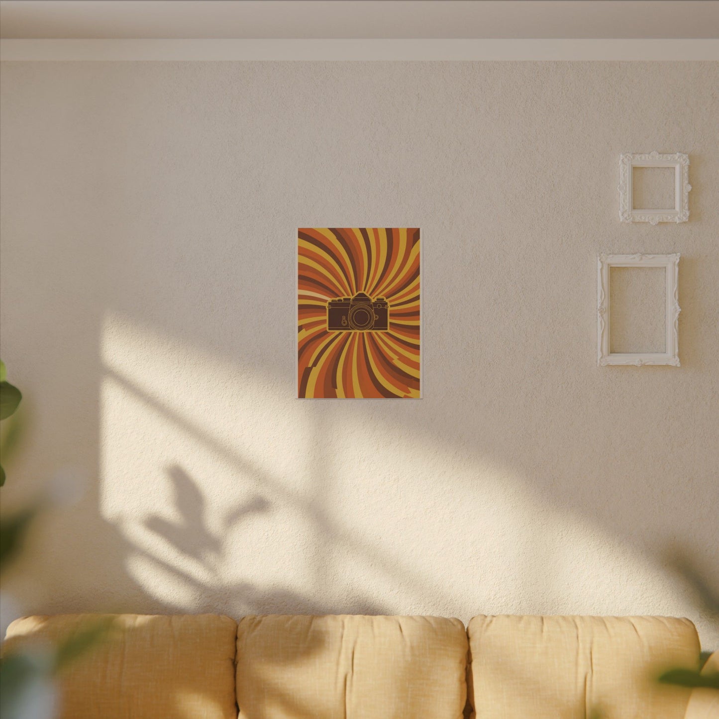 Retro 70s Camera Sunburst Canvas Wall Art