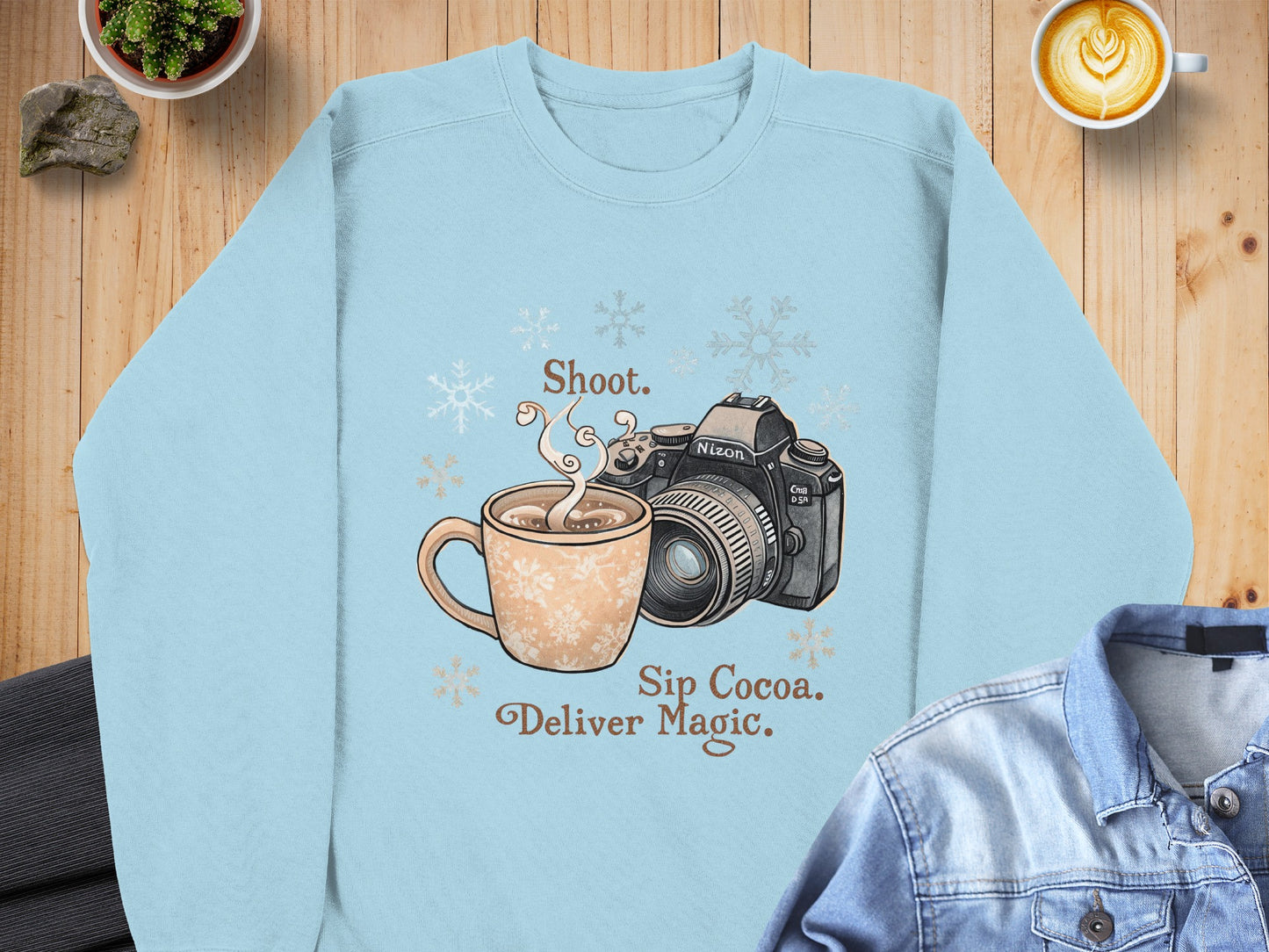 Shoot Sip Cocoa Deliver Magic Camera Crewneck