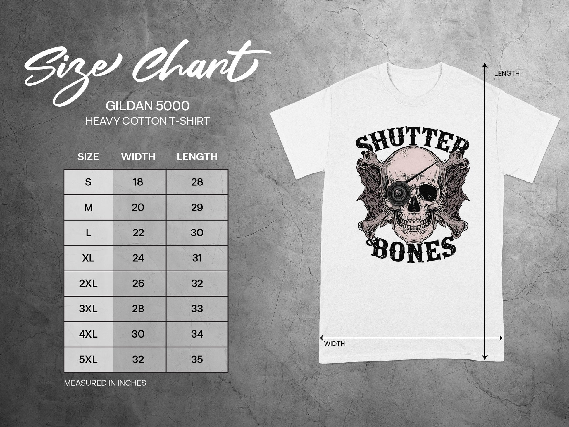 Shutter Bones Heavy Cotton T-Shirt For Skull Lovers