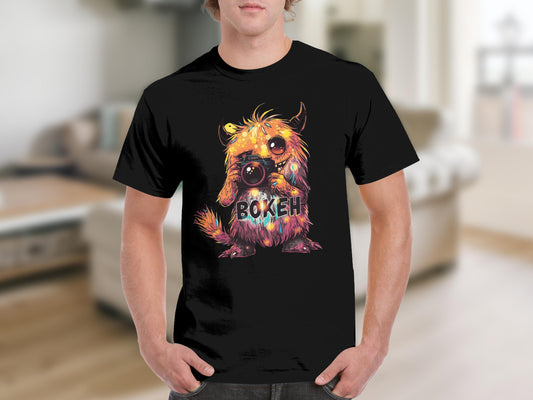 Bokeh Camera Dog Art Graphic Print T-shirt