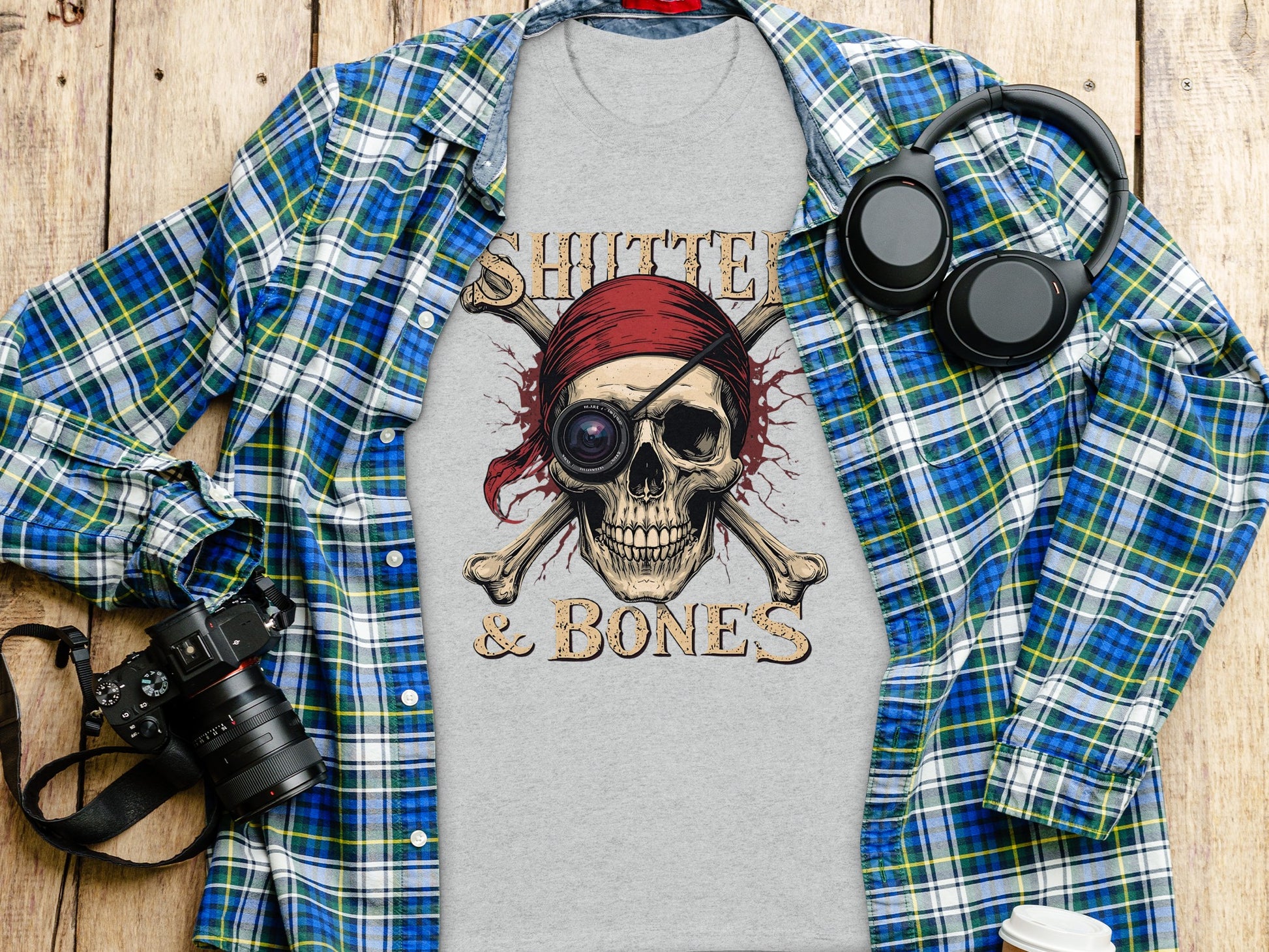 Shutter and Bones Skull with Bandana Graphic T-Shirt