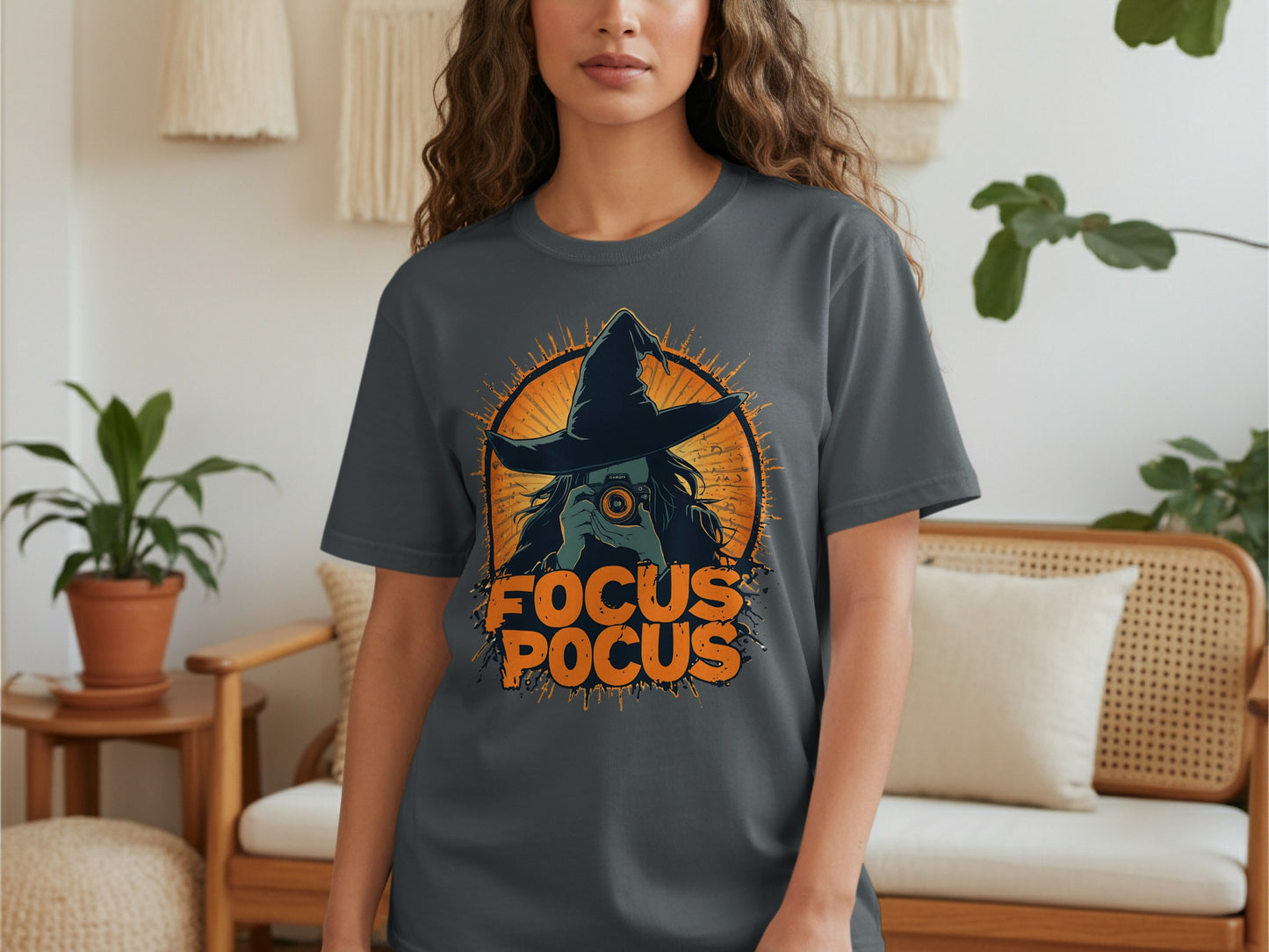 Focus Pocus Witch Graphic Grey Shirt