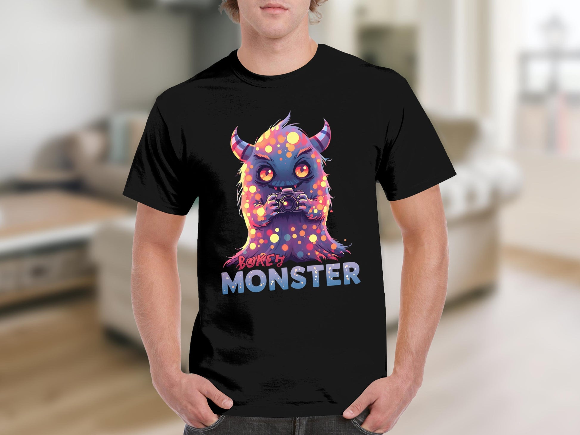 Colorful Polka Dotted Monster Graphic T-shirt