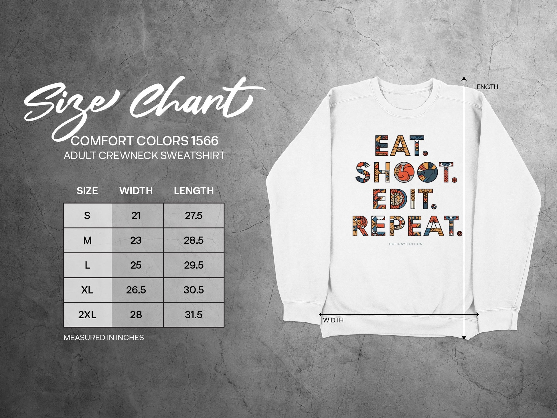 Eat Shoot Edit Repeat Adult Crewneck Sweatshirt