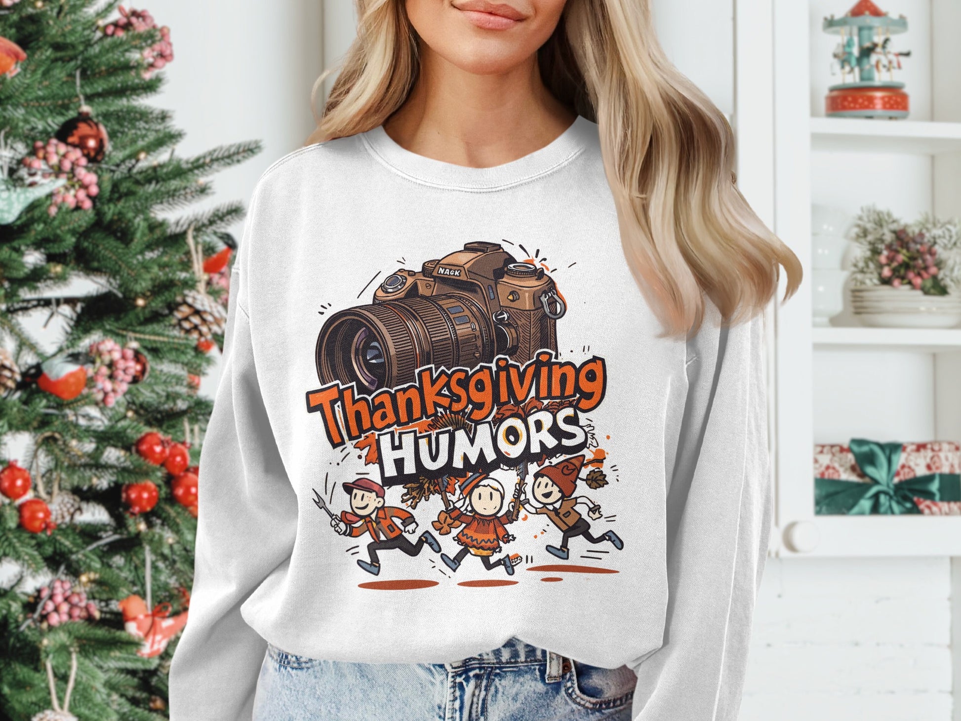 Fun Thanksgiving Humor Sweatshirt with Cartoon Design