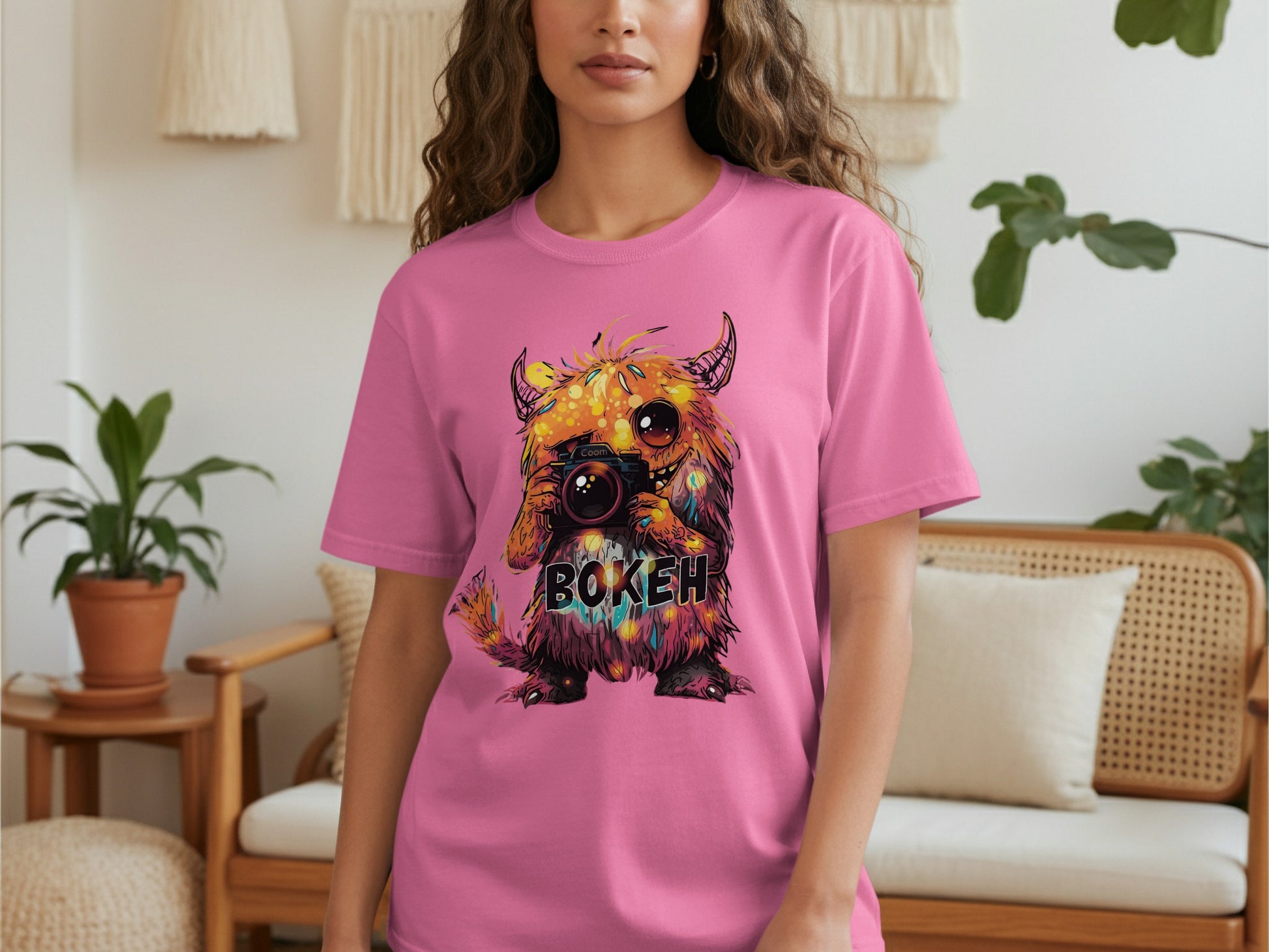 Cute Monster Bokeh Graphic Tee for Photography Lovers