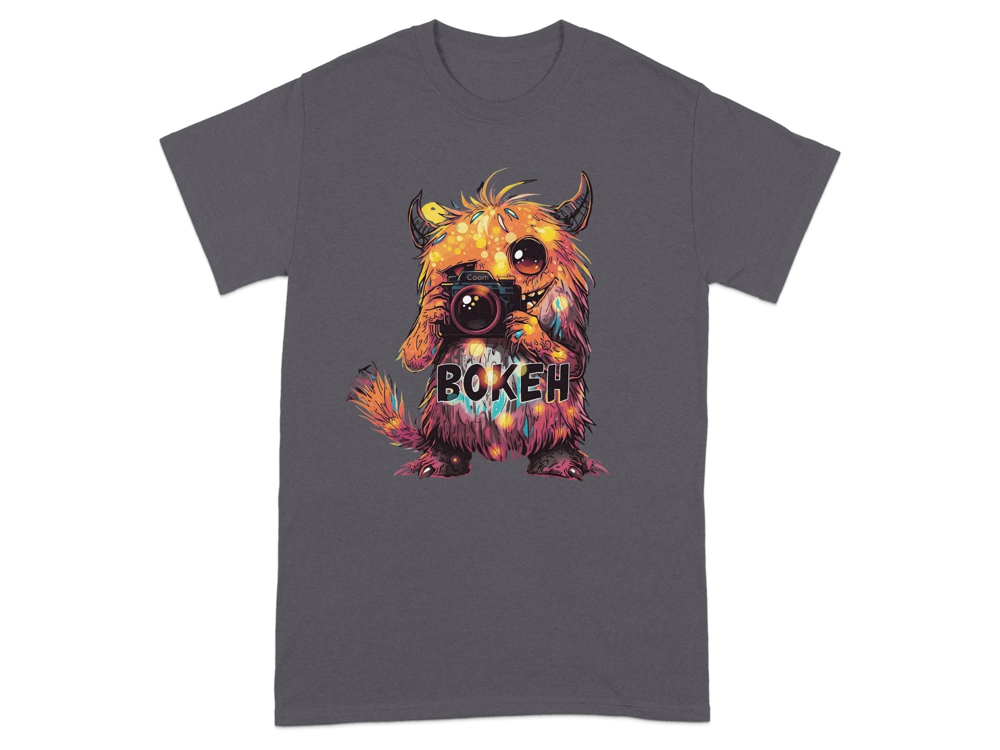 Cute Furry Monster With Camera Graphic Design Shirt
