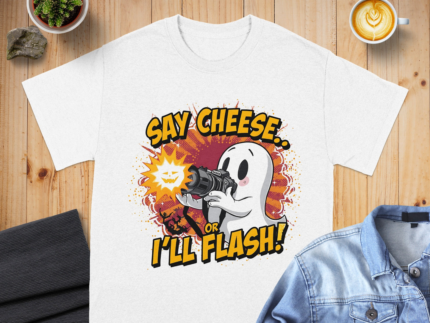 Say Cheese Or I'll Flash Ghost Graphic T-shirt