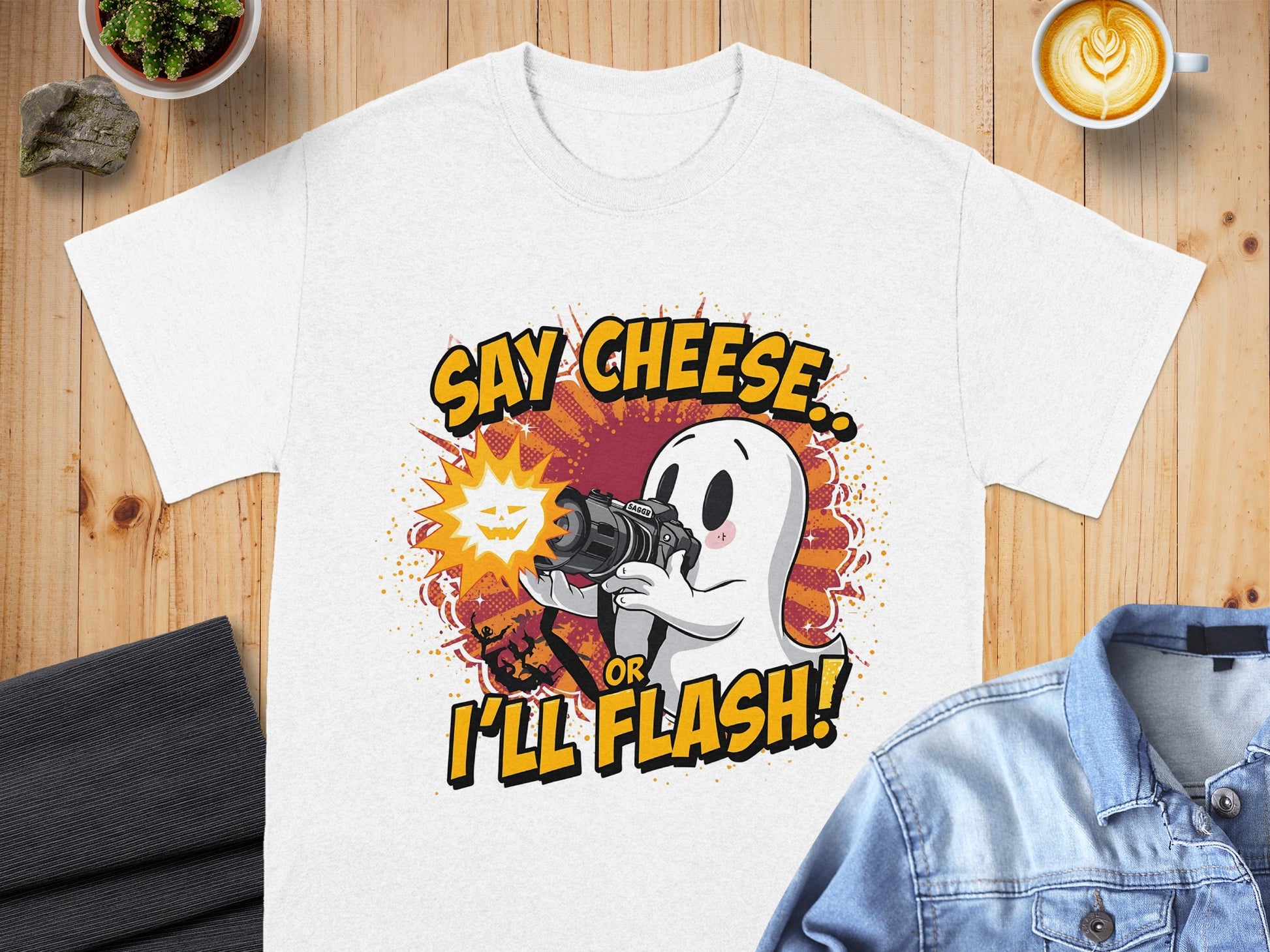 Say Cheese Or I'll Flash Ghost Graphic T-shirt