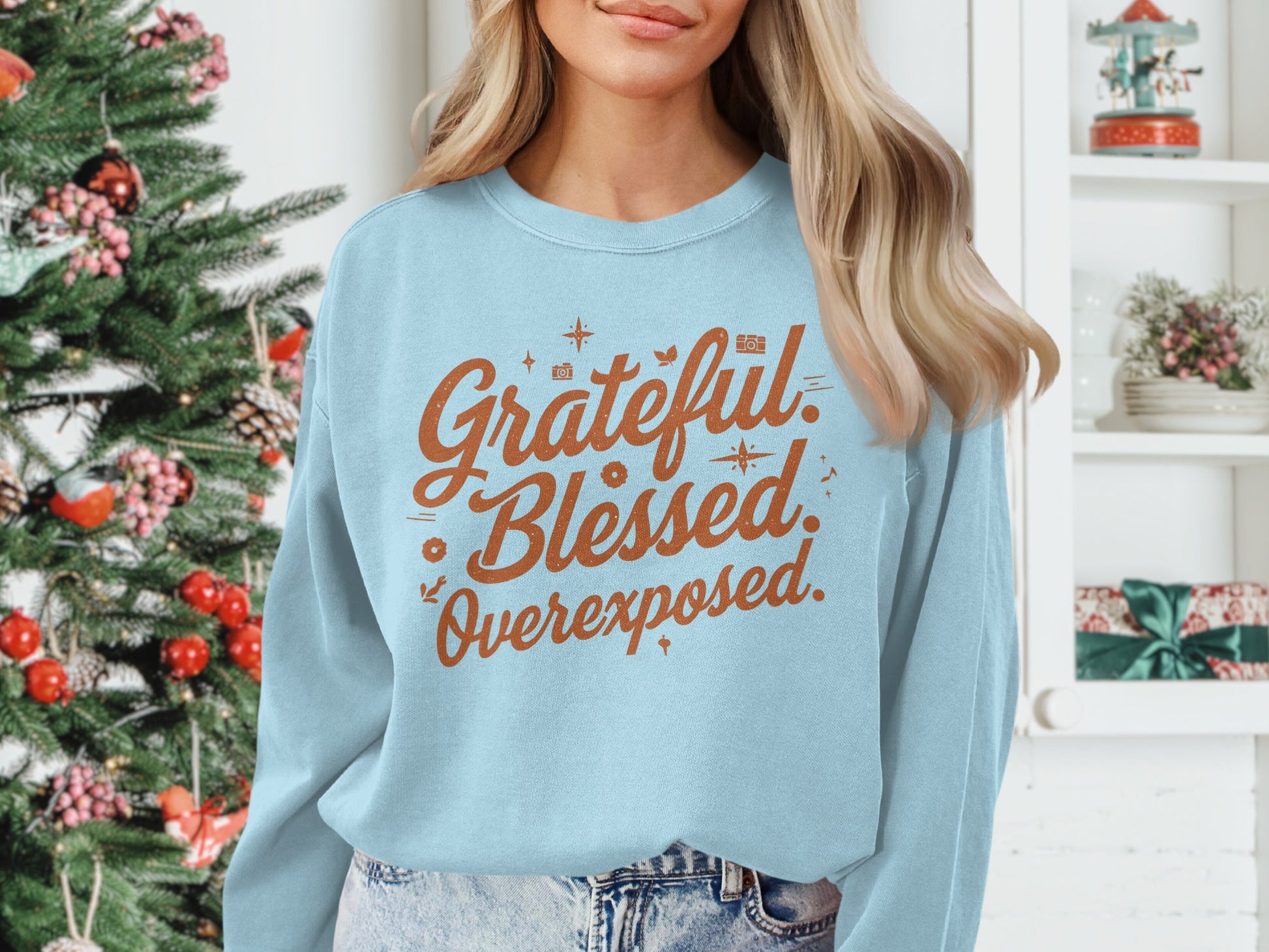 Grateful Blessed Overexposed Graphic Sweatshirt Product