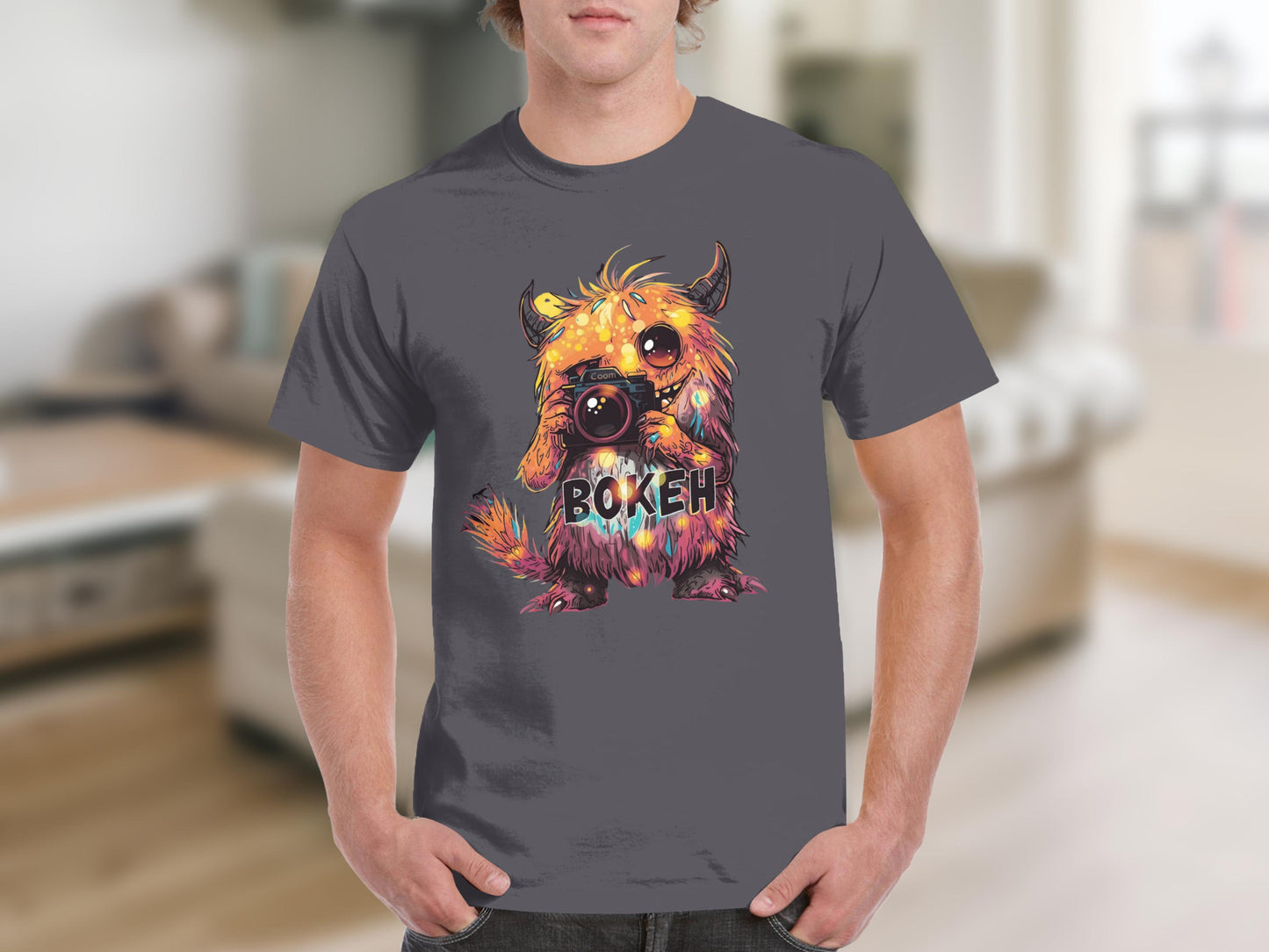 Adorable Monster with Camera Bokeh Shirt