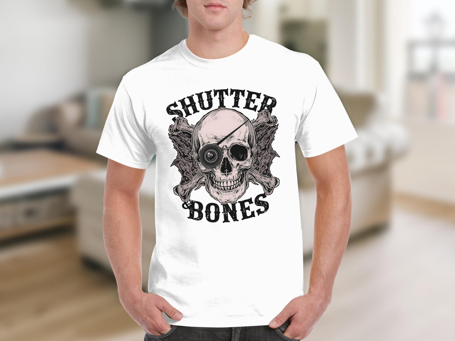 Shutter Bones Skull Graphic Tee Casual Wear Shirt