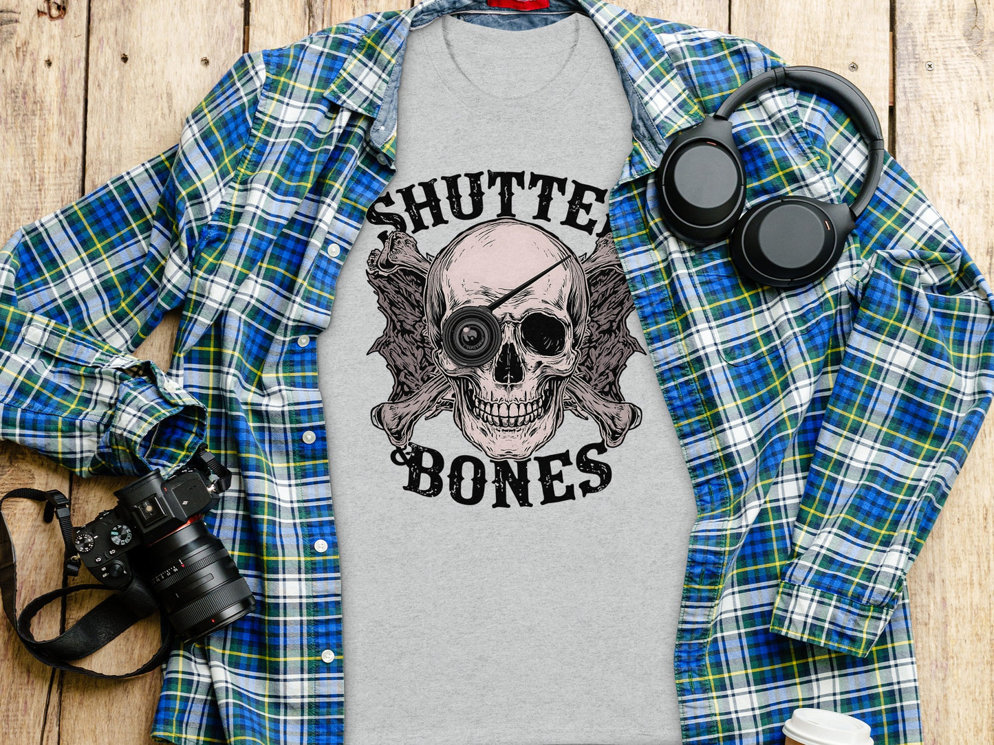 Shutter Bones Graphic Tee for Photography Enthusiasts