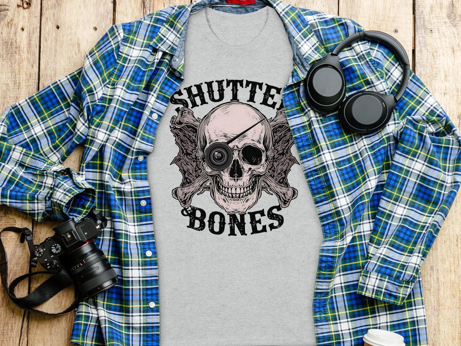 Shutter Bones Graphic Tee for Photography Enthusiasts